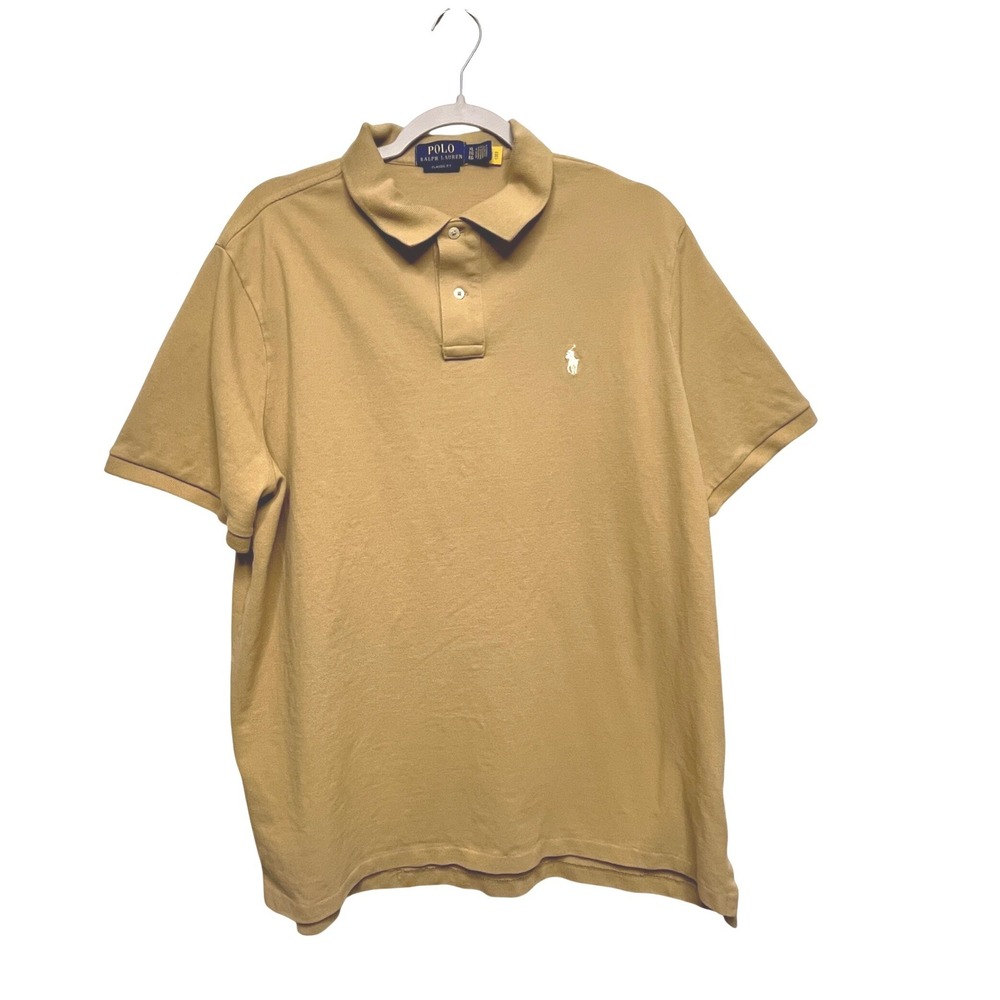 Polo Ralph Lauren Mens Classic Fit Short Sleeve Pique Polo Shirt Tan‎ Khaki XL